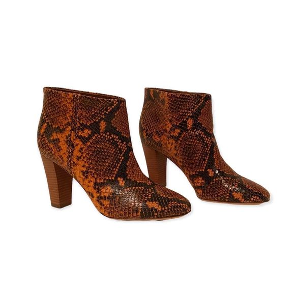 Veronica Beard Brown Snakeskin Ankle Boots, Size 6 - Picture 2 of 5